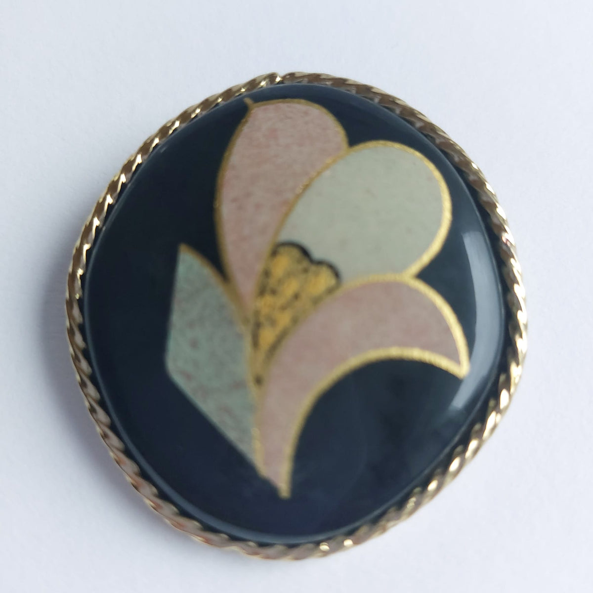 8089 Vintage Brosche mit Cabochon 45x40mm