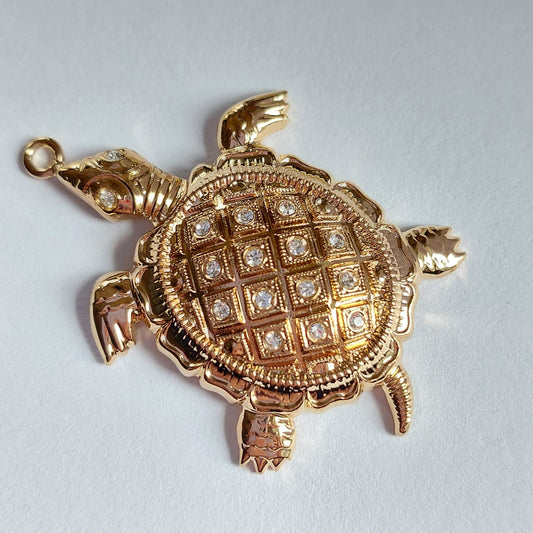 5583 Vintage Schildkröte Anhänger mit Swarovski Kristallen 40mm