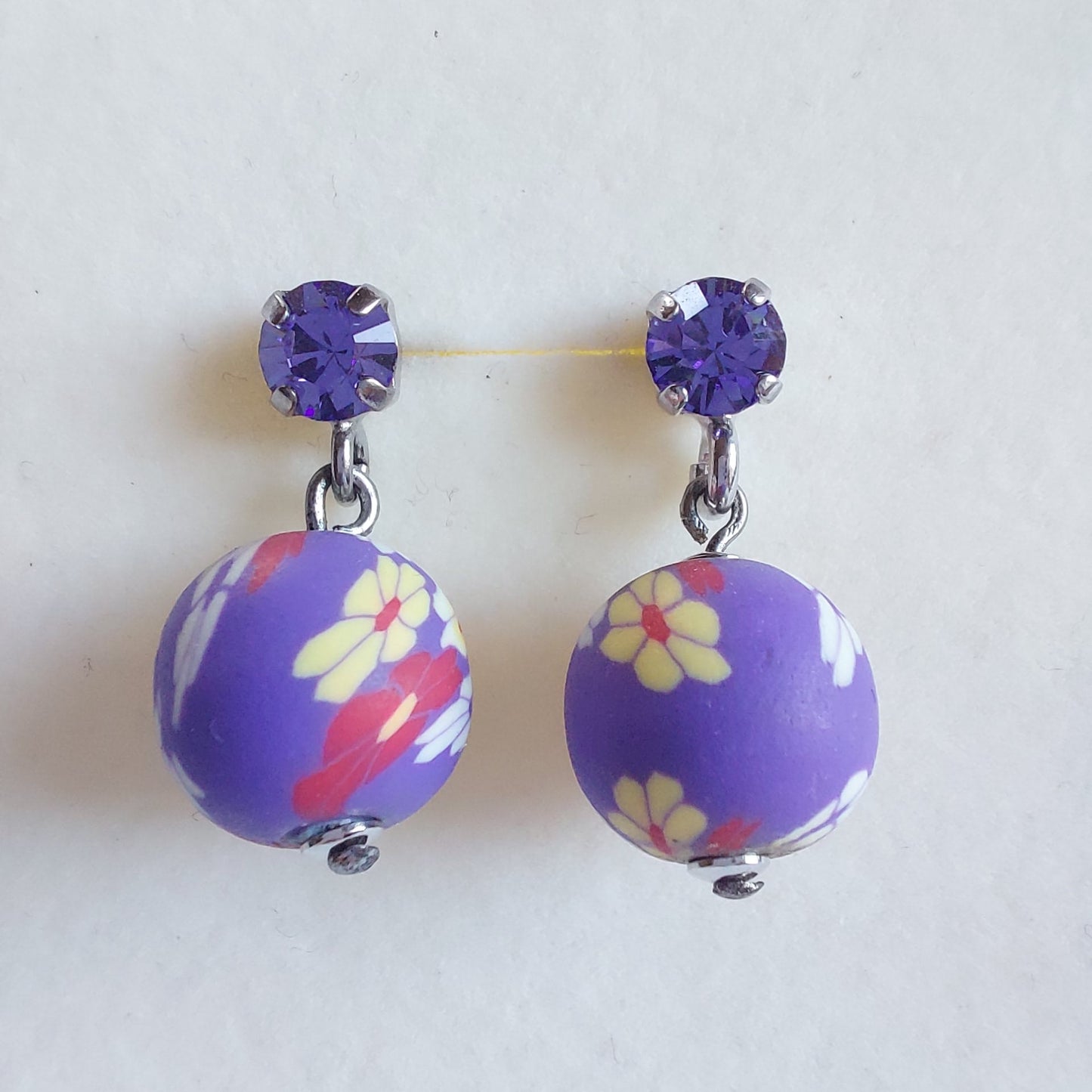 3505 Vintage-Ohrringe mit Swarovski Kristallen 25mm