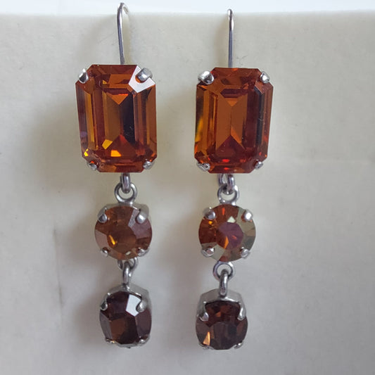 3584 Vintage Ohrringe mit Swarovski Kristallen 50mm