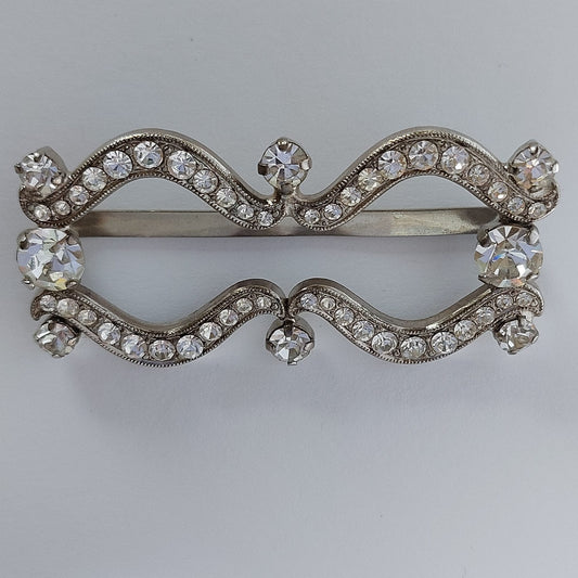 2025 Silberne Gürtelschnalle mit Swarovski Kristallen 60x30mm