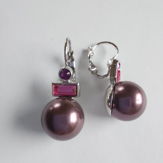 3241 Vintage-Ohrringe mit Swarovski Kristallen 28mm