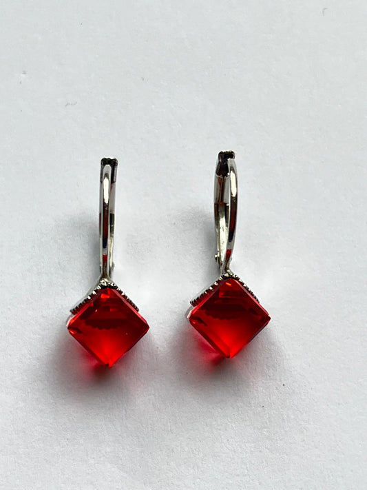 3049 Vintage Swarovski Kristallen Ohrhänger Hellrot 6mm