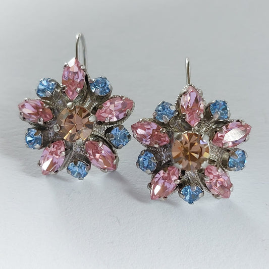3624 Vintage Ohrringe mit Swarovski Kristallen 28mm