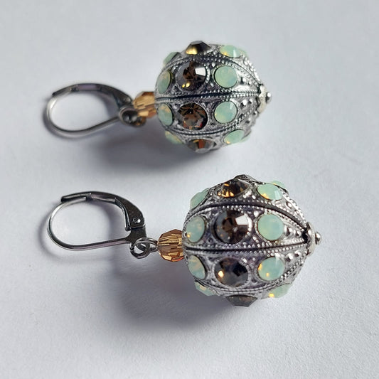 3536 Vintage-Ohrringe mit Swarovski Kristallen 38mm