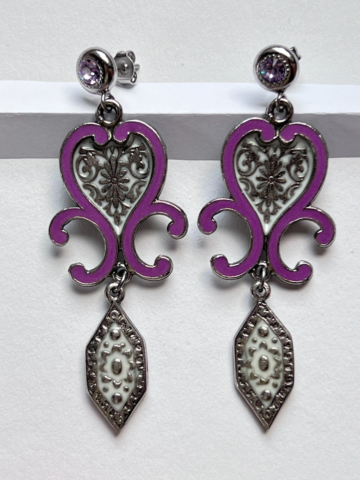 3930 Vintage Earring mit Swarovski Crystals 70mm
