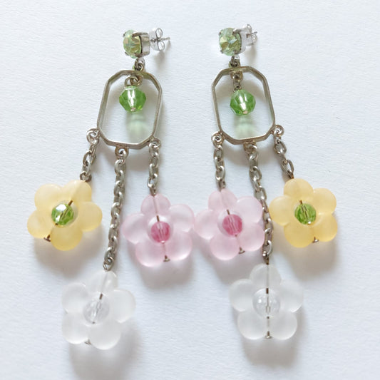 3381 Vintage-Ohrringe mit Swarovski Kristallen 95mm