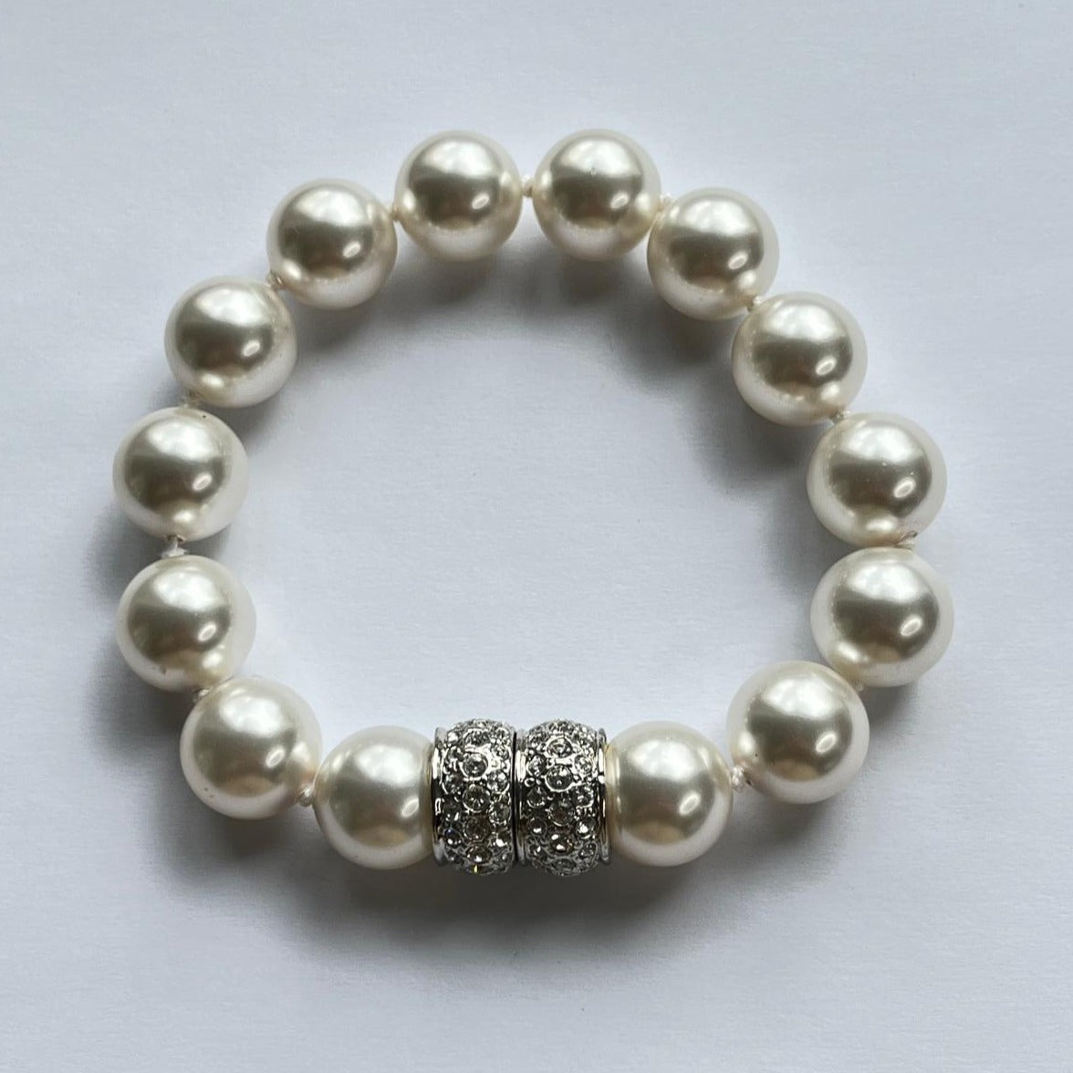 7939 Vintage Swarovski Kristallen & Perlen Armband 23cm