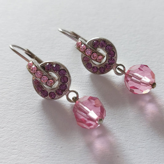 3336 Vintage-Ohrringe mit Swarovski Kristallen 35mm