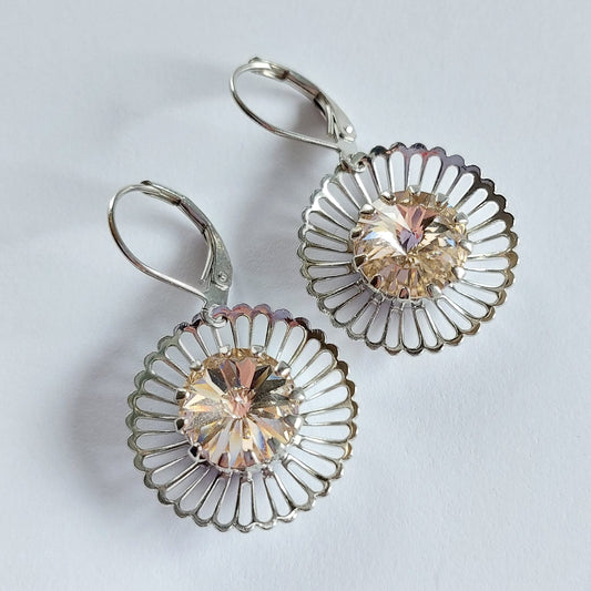 3157 Vintage Earring mit Swarovski Rivoli 35mm