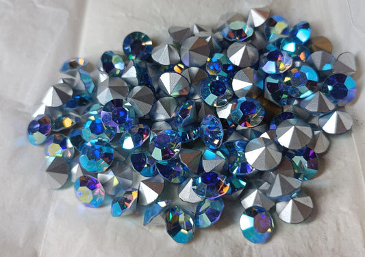 Swarovski® Chaton Vintage Light Sapphire Aurore Boreale Silver Foiled SS40