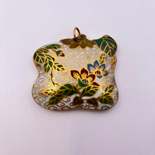 1172 Vintage Cloisonné Emaille Kettenanhänger 50mm