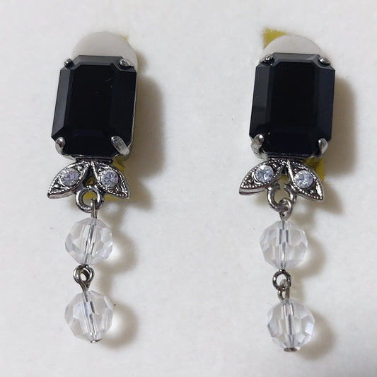 3681 Vintage Ohrclips mit Swarovski Kristallen 35x10mm