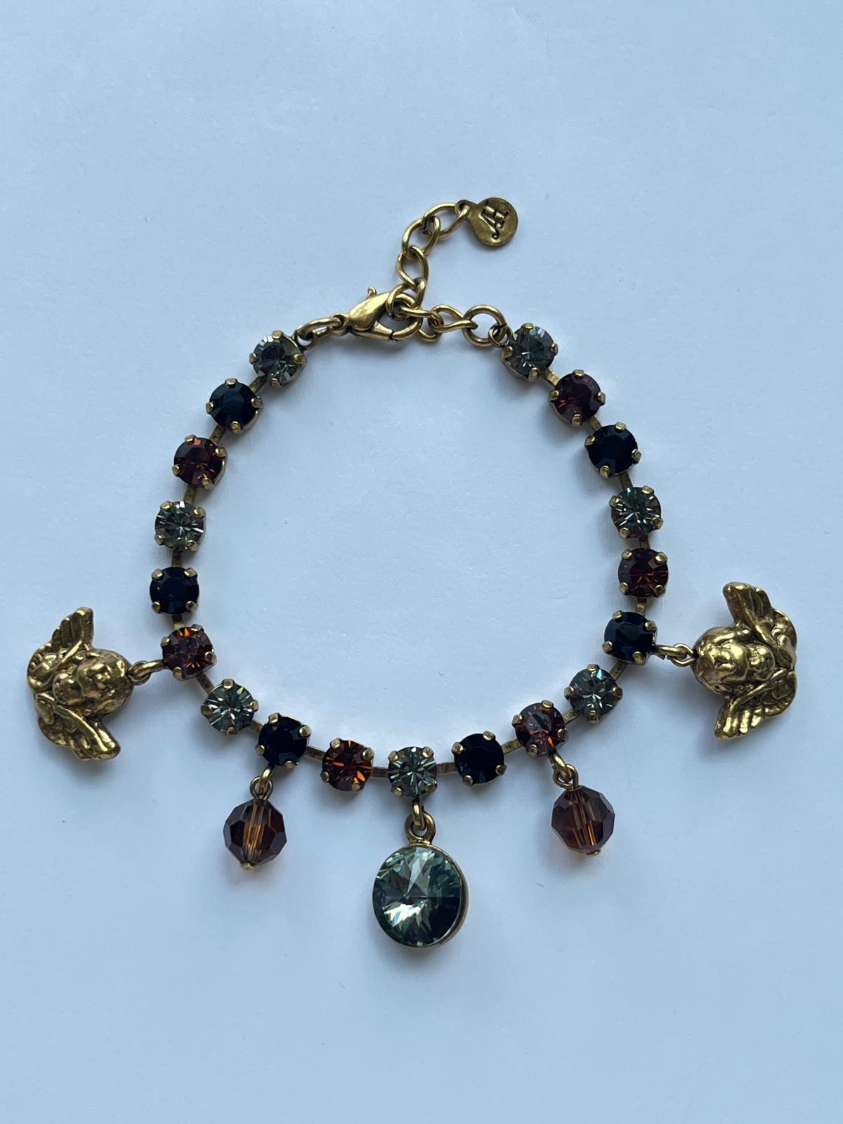 7928 Vintage Swarovski Kristallen Charm Armband 18cm