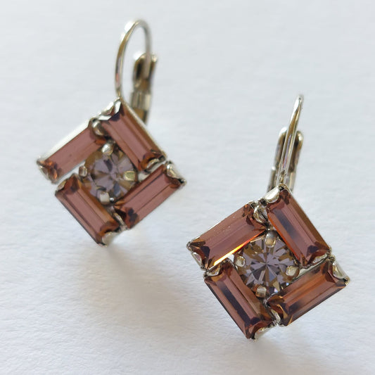 3402 Vintage-Ohrringe mit Swarovski Kristallen 25mm