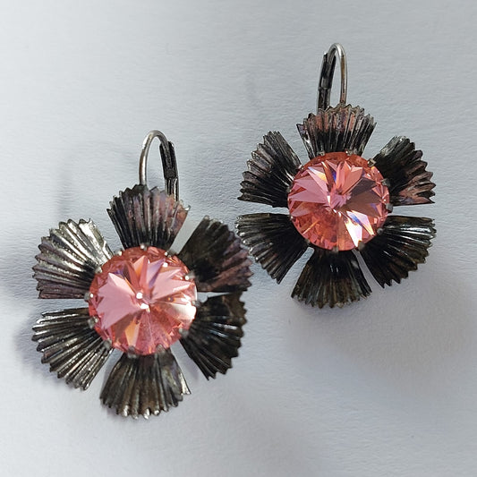 3534 Vintage-Ohrringe mit Swarovski Kristallen 30mm