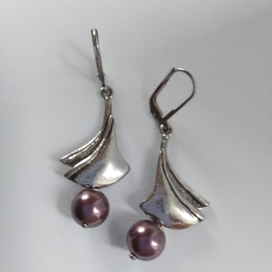 3446 Vintage-Ohrringe mit Swarovski Pearls 45mm