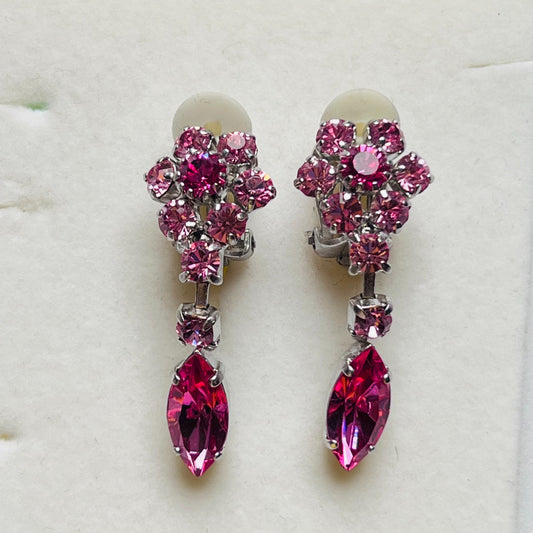 3920 Vintage Ohrclips mit Swarovski-Kristallen 40mm