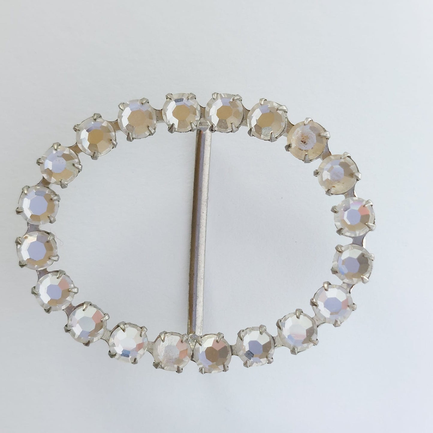 2027 Silberne Gürtelschnalle mit Swarovski Kristallen 45x35mm