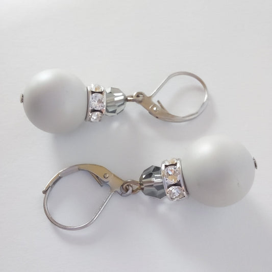 3211 Vintage-Ohrringe mit Swarovski Kristallen & Perlen 37mm