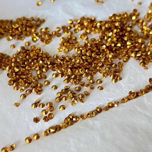 Swarovski® Chaton Vintage Topaz Gold Foiled PP15