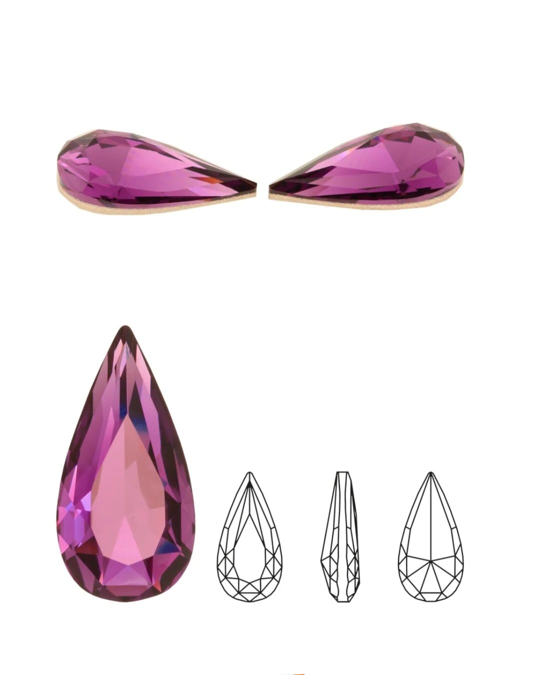 Swarovski® Fancy Teardrop Amethyst 30x15mm
