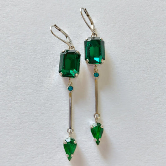 3384 Vintage-Ohrringe mit Swarovski Kristallen 70mm