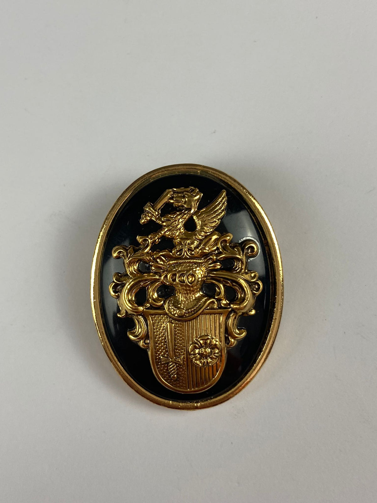 8306 Vintage Wappen Brosche 34x43,5mm