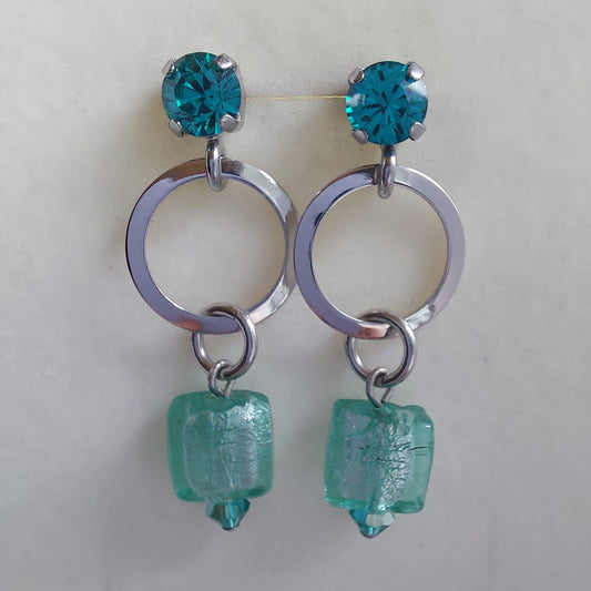 3298 Vintage-Ohrringe mit Swarovski Pearls 43mm