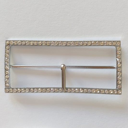 2056 Silberne Gürtelschnalle mit Swarovski Kristallen 65x30mm