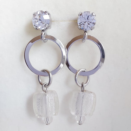 3297 Vintage-Ohrringe mit Swarovski Pearls 43mm