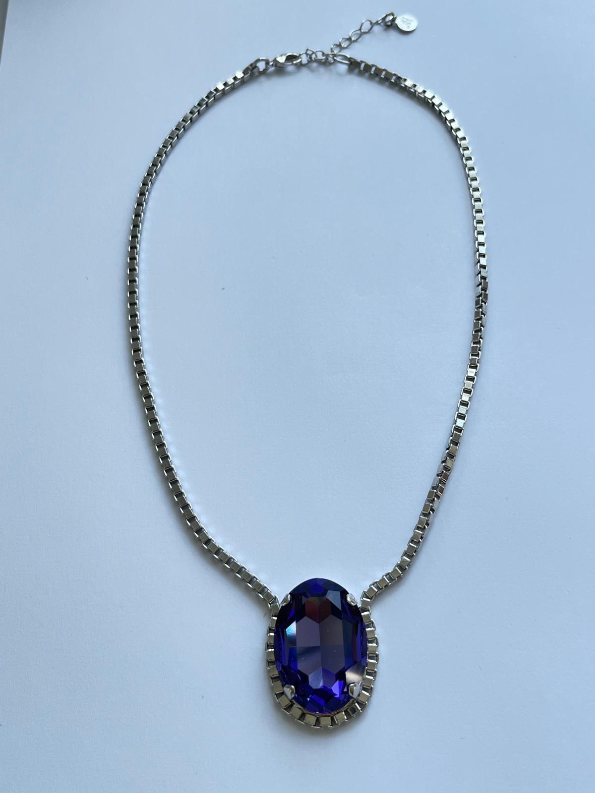 6106 Vintage Swarovski Kristallen Wiegenhalskette Sapphire 44cm
