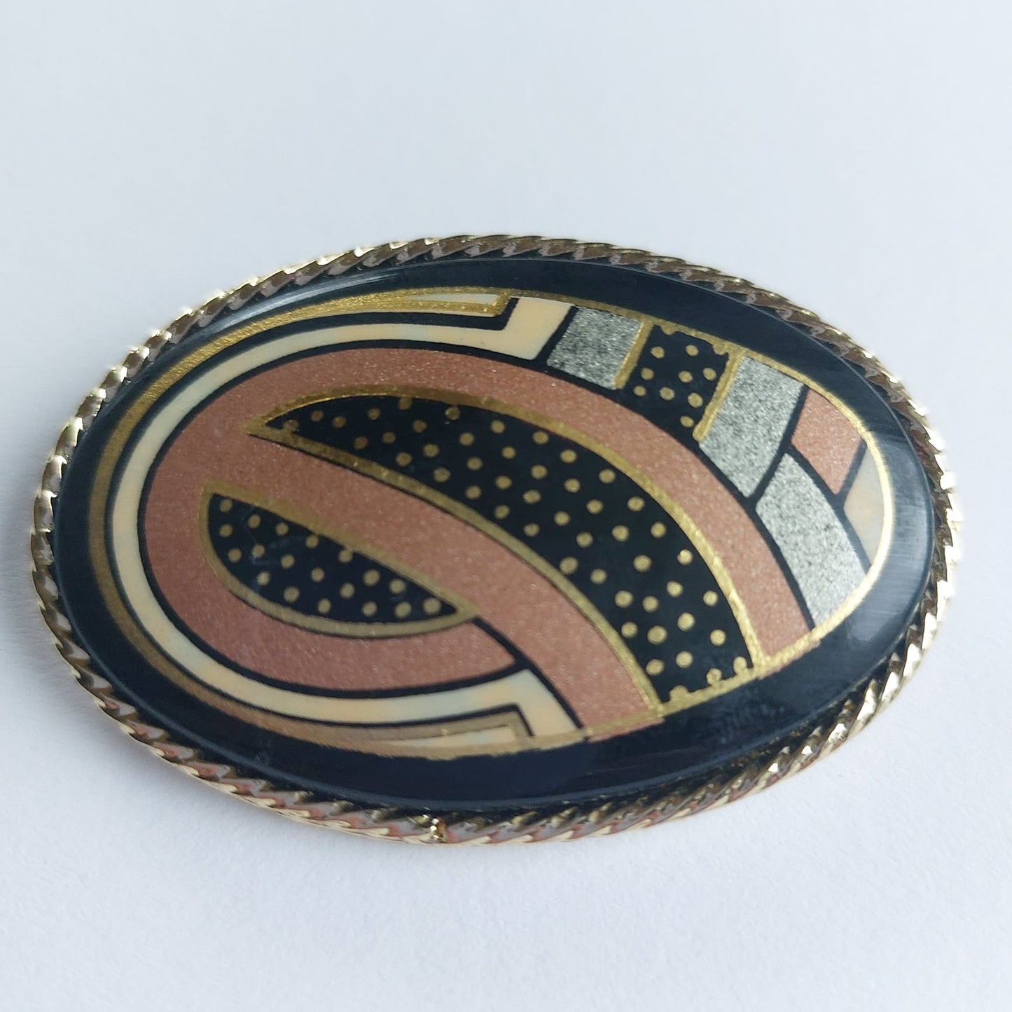 8087 Vintage Brosche mit Cabochon 60x40mm
