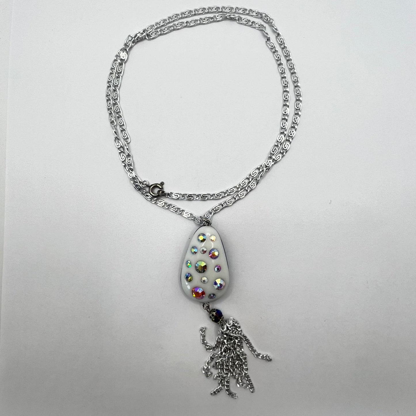 6378 Vintage Swarovski Kristallen Halskette mit Wendeanhänger 62cm