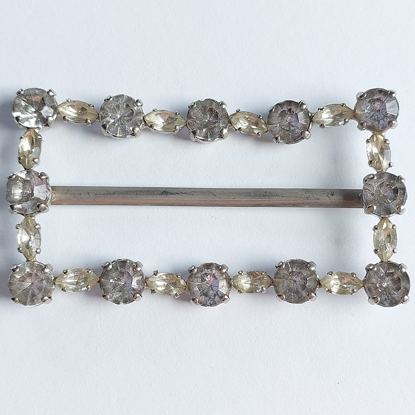 2008 Silberne Gürtelschnalle mit Swarovski Kristallen 70x40mm