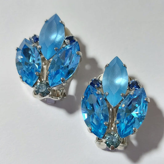 3691 Vintage Ohrclips mit Swarovski Kristallen 20x18mm
