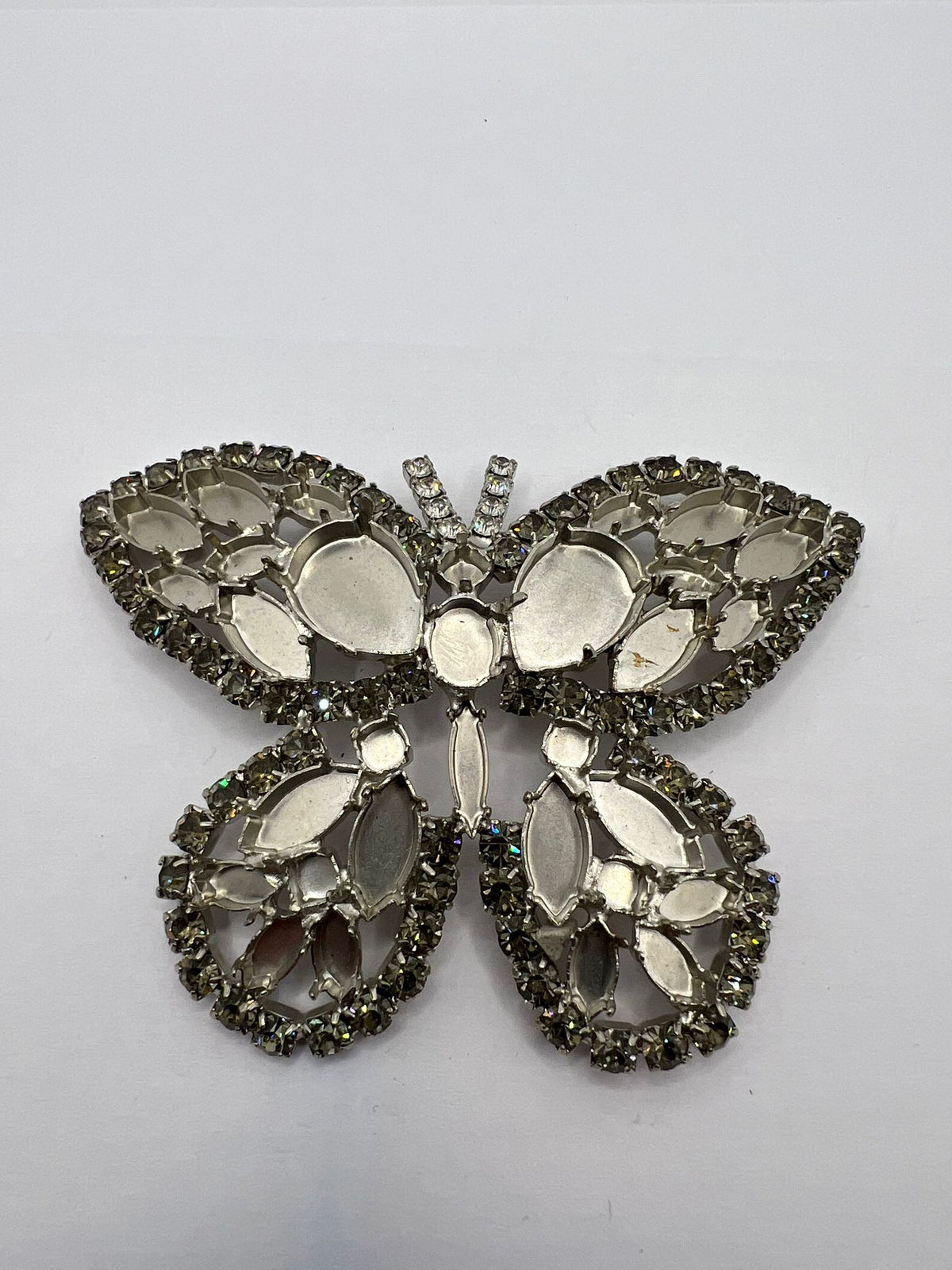 8919 Vintage halb gefüllt Rhodium Brosche zur Komplettierung mit Swarovski Kristallen füllen 90mm