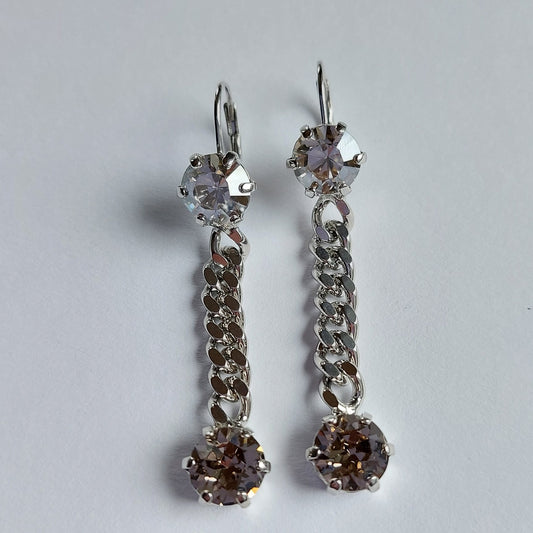 3637 Vintage Ohrringe mit Swarovski Kristallen 56mm