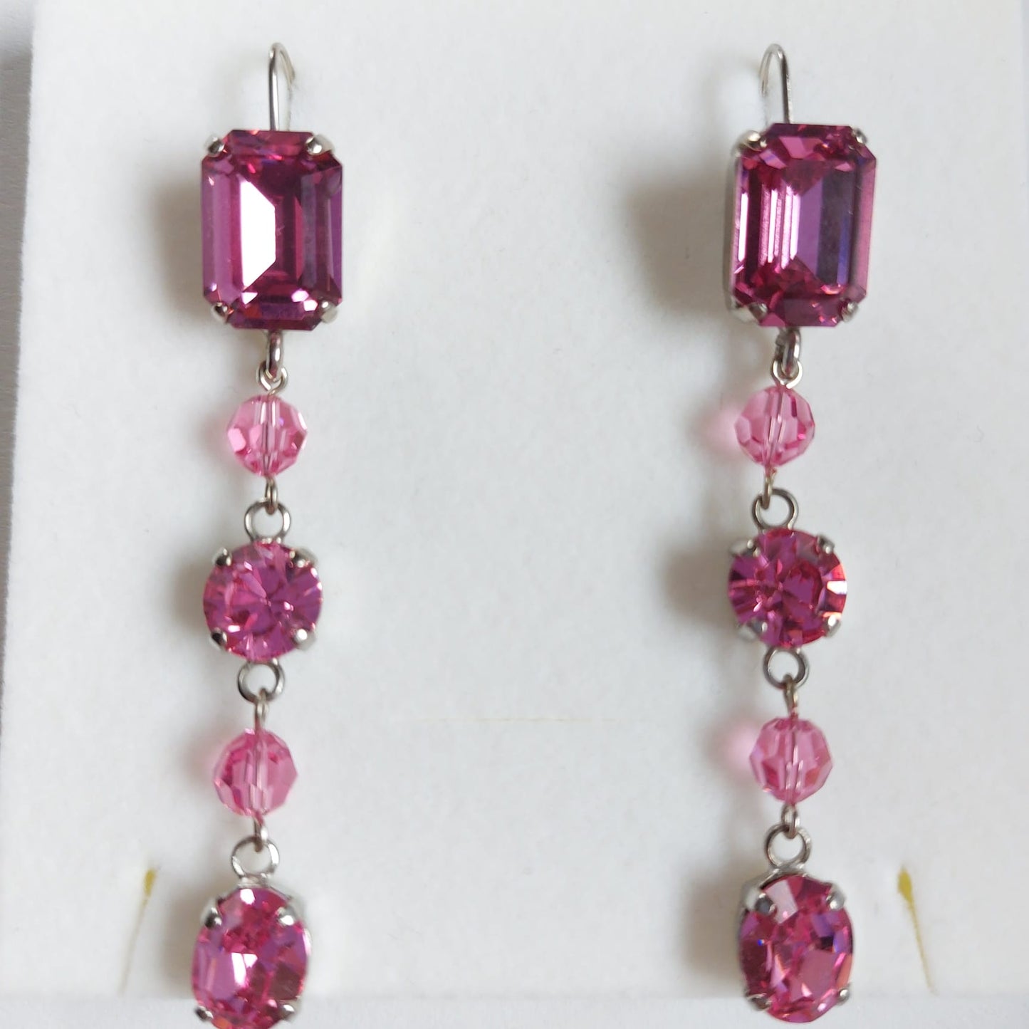 3714 Vintage Ohrringe mit Swarovski Kristallen & Perlen 60mm