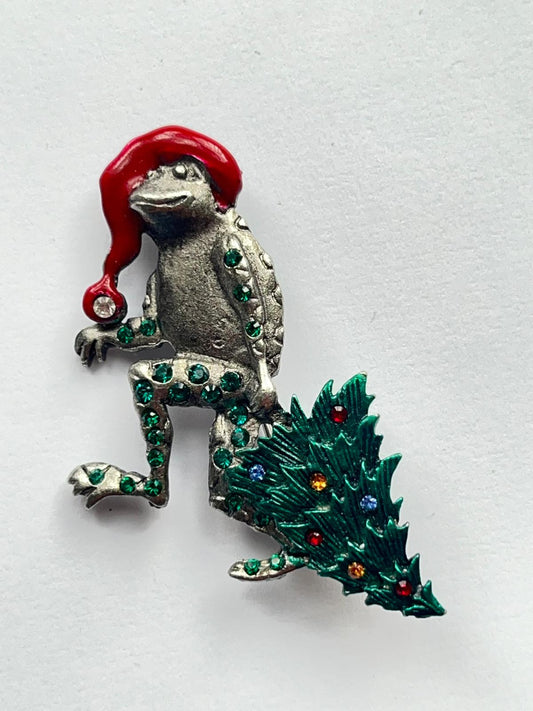 8576 Vintage Swarovski Kristallen Weihnachtsfrosch Brosche 55m