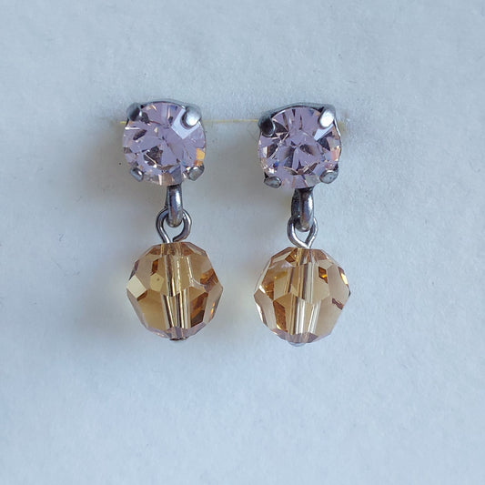 3484 Vintage-Ohrringe mit Swarovski Kristallen 20mm