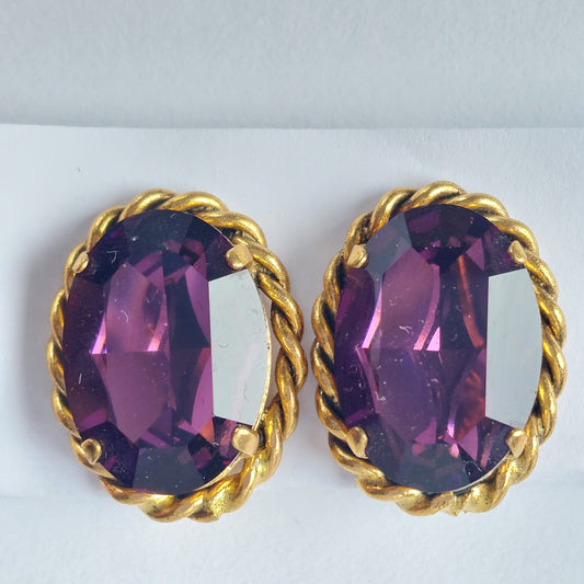 3729 Vintage Ohrclips, besetzt mit Swarovski-Kristallen 20x16mm