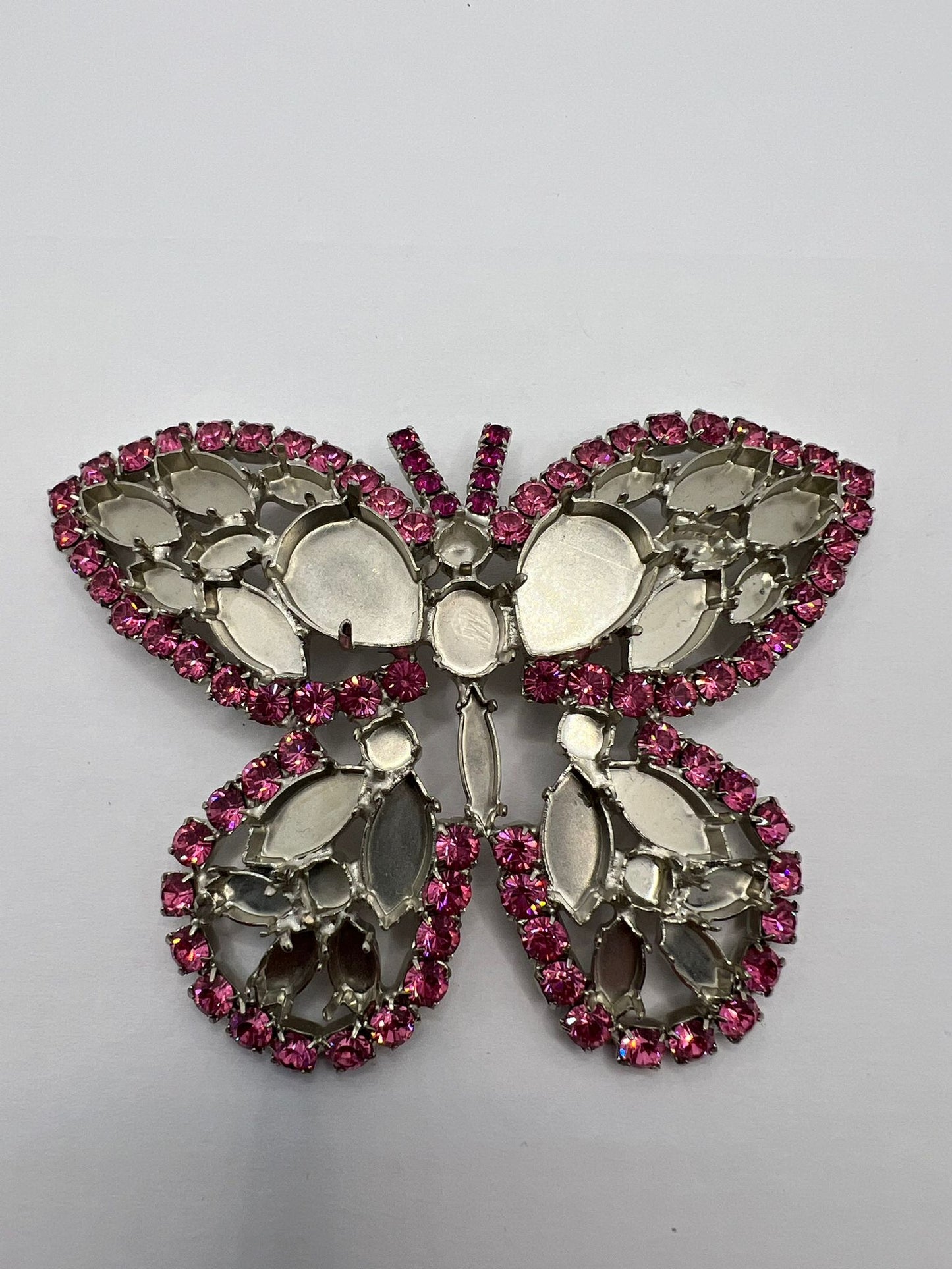 8915 Vintage halb gefüllt Rhodium Brosche zur Komplettierung mit Swarovski Kristallen füllen 90mm