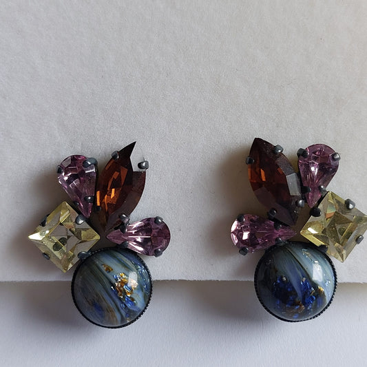 3003 Vintage Ohrclips mit Swarovski Kristallen 27x21mm