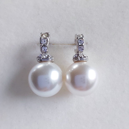 3188 Vintage-Ohrringe mit Swarovski Kristallen & Perlen 22mm
