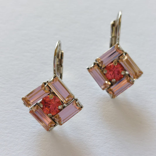 3397 Vintage-Ohrringe mit Swarovski Kristallen 25mm