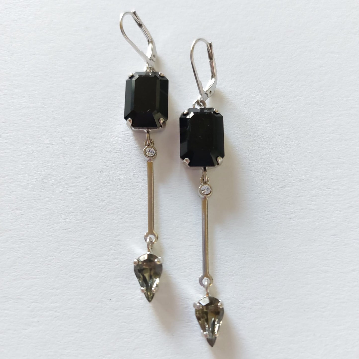 3386 Vintage-Ohrringe mit Swarovski Kristallen 70mm