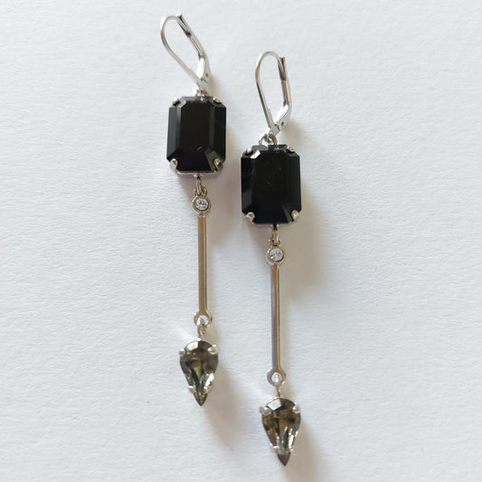 3386 Vintage-Ohrringe mit Swarovski Kristallen 70mm