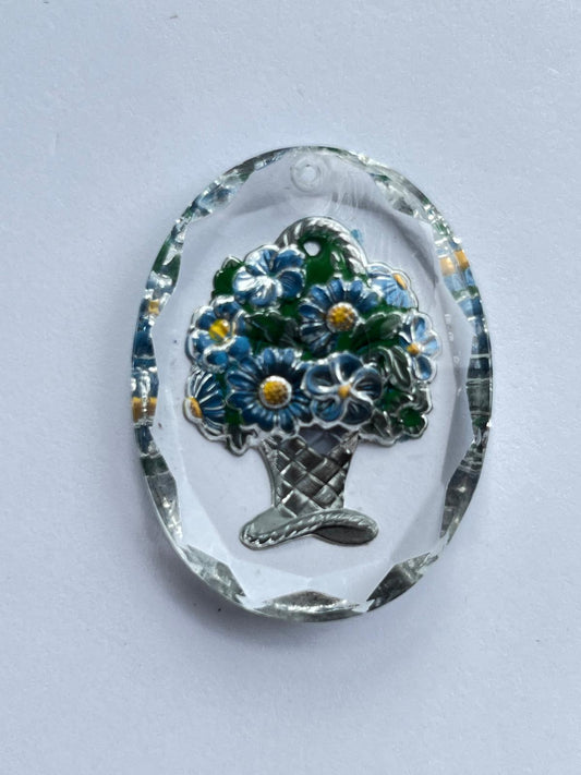 1032 Vintage Crystal Geprägter Blumenkorb Cabochon 39mm
