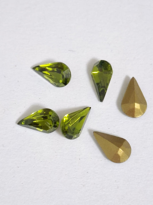 Swarovski® Fancy Vintage Pear Olivine Gold Foiled 10mm